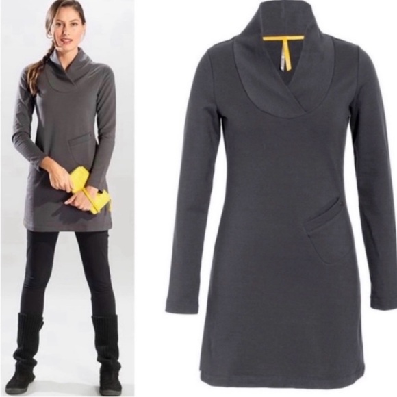 Lole Gray Cowl Neck Winter Fleece Dress - Picture 2 of 5